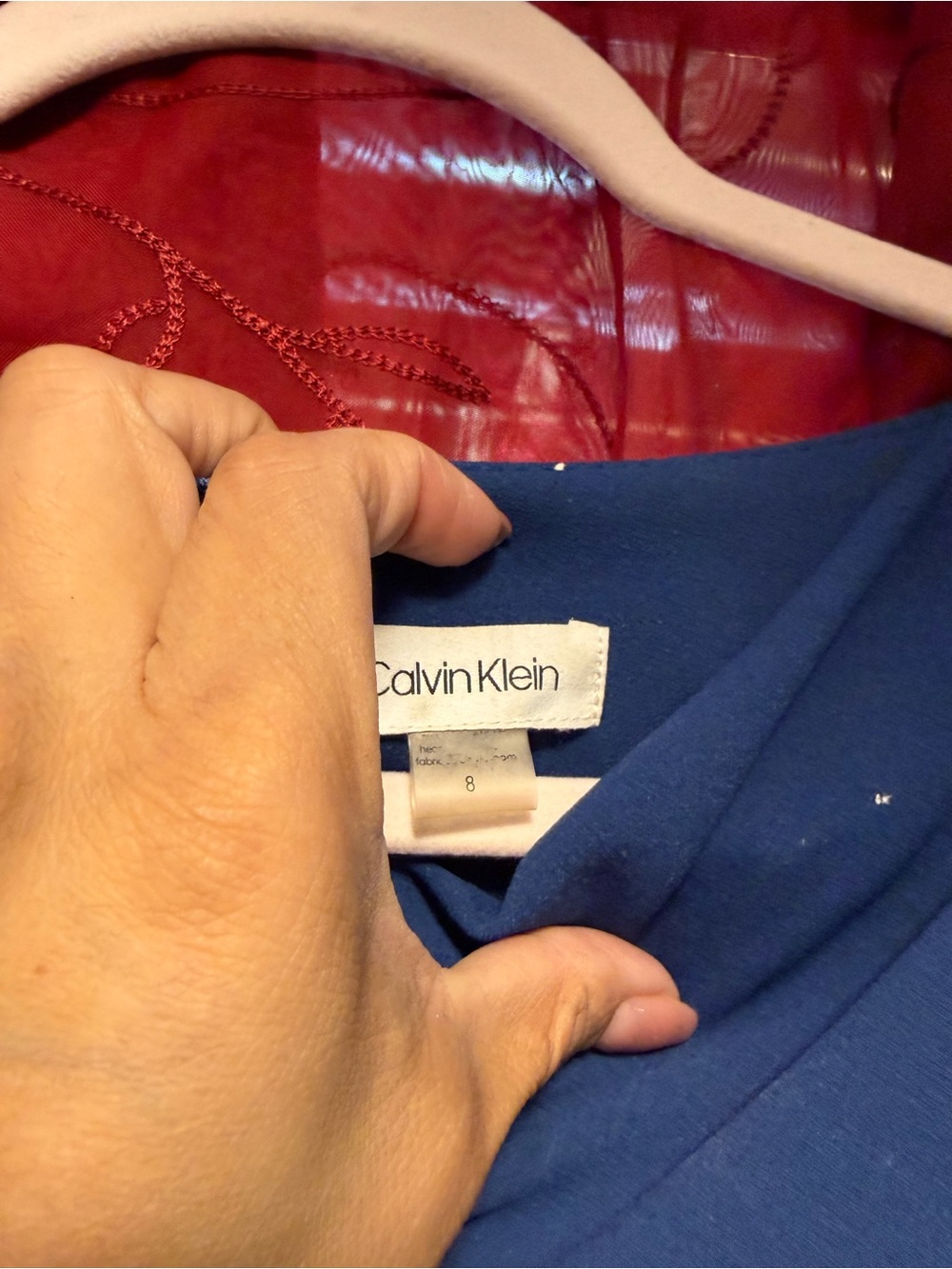 Calvin Klein Slate Blue Midi Dress with Slim Belt - Picture 5 of 10